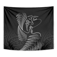 New Zealand Valentine's Day Tapestry Silver Fern and Line Art Love Couple LT03 - Polynesian Pride