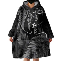 New Zealand Valentine's Day Wearable Blanket Hoodie Silver Fern and Line Art Love Couple LT03 - Polynesian Pride