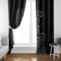 New Zealand Valentine's Day Window Curtain Silver Fern and Line Art Love Couple LT03 - Polynesian Pride