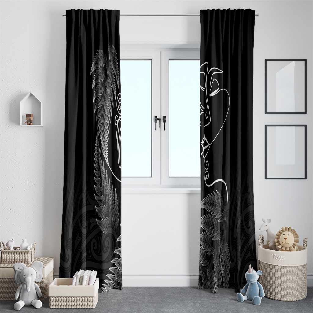 New Zealand Valentine's Day Window Curtain Silver Fern and Line Art Love Couple LT03 - Polynesian Pride