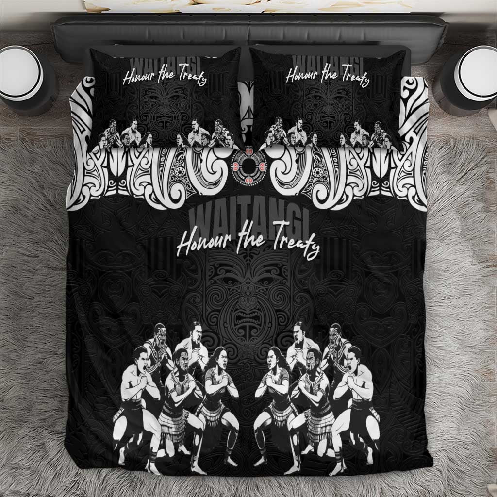 Aotearoa Waitangi Day - Toitu Te Tiriti Bedding Set New Zealand Honour the Treaty LT03 Black - Polynesian Pride