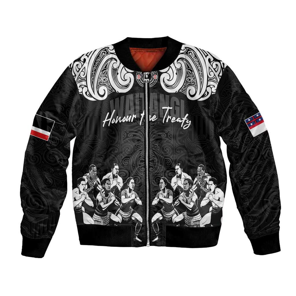 Aotearoa Waitangi Day - Toitu Te Tiriti Bomber Jacket New Zealand Honour the Treaty LT03 Unisex Black - Polynesian Pride