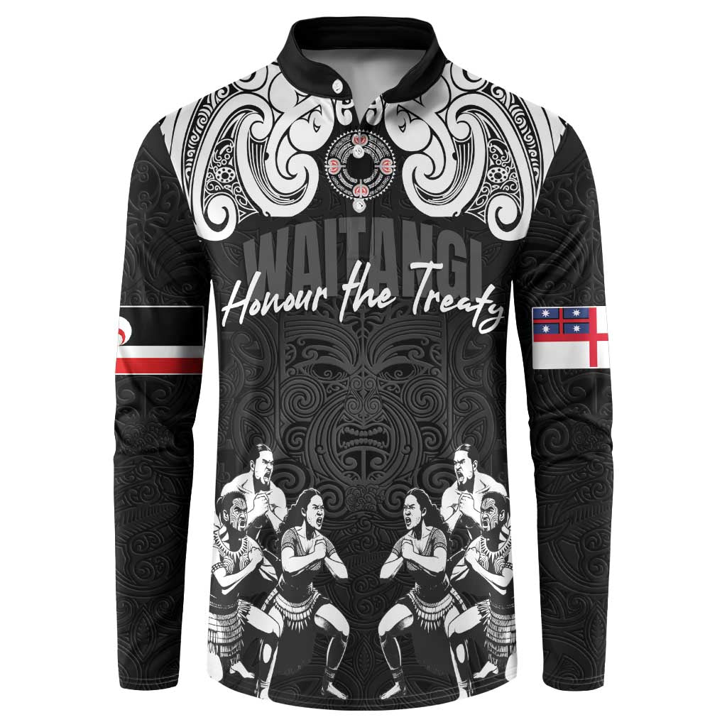 Aotearoa Waitangi Day - Toitu Te Tiriti Button Sweatshirt New Zealand Honour the Treaty LT03 Black - Polynesian Pride