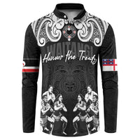 Aotearoa Waitangi Day - Toitu Te Tiriti Button Sweatshirt New Zealand Honour the Treaty LT03 Black - Polynesian Pride