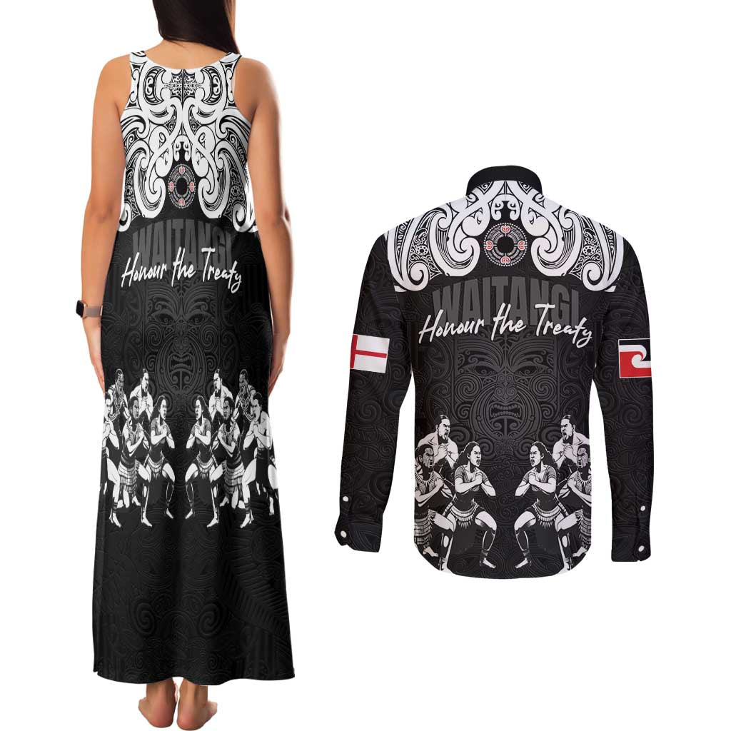 Aotearoa Waitangi Day - Toitu Te Tiriti Couples Matching Tank Maxi Dress and Long Sleeve Button Shirt New Zealand Honour the Treaty LT03 - Polynesian Pride