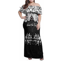 Aotearoa Waitangi Day - Toitu Te Tiriti Family Matching Off Shoulder Maxi Dress and Hawaiian Shirt New Zealand Honour the Treaty LT03 Mom's Dress Black - Polynesian Pride