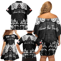Aotearoa Waitangi Day - Toitu Te Tiriti Family Matching Off Shoulder Short Dress and Hawaiian Shirt New Zealand Honour the Treaty LT03 - Polynesian Pride