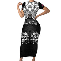 Aotearoa Waitangi Day - Toitu Te Tiriti Family Matching Short Sleeve Bodycon Dress and Hawaiian Shirt New Zealand Honour the Treaty LT03 Mom's Dress Black - Polynesian Pride