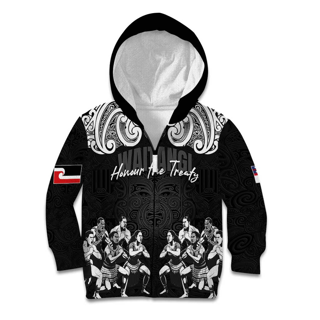 Aotearoa Waitangi Day - Toitu Te Tiriti Kid Hoodie New Zealand Honour the Treaty LT03 Zip Hoodie Black - Polynesian Pride