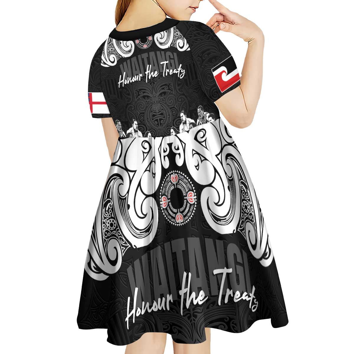 Aotearoa Waitangi Day - Toitu Te Tiriti Kid Short Sleeve Dress New Zealand Honour the Treaty LT03 - Polynesian Pride