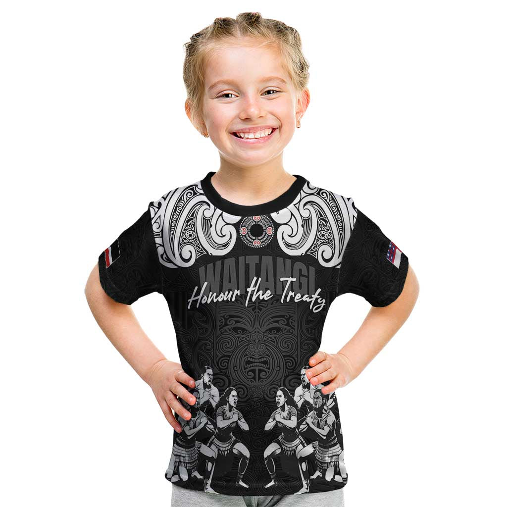 Aotearoa Waitangi Day - Toitu Te Tiriti Kid T Shirt New Zealand Honour the Treaty LT03 Black - Polynesian Pride