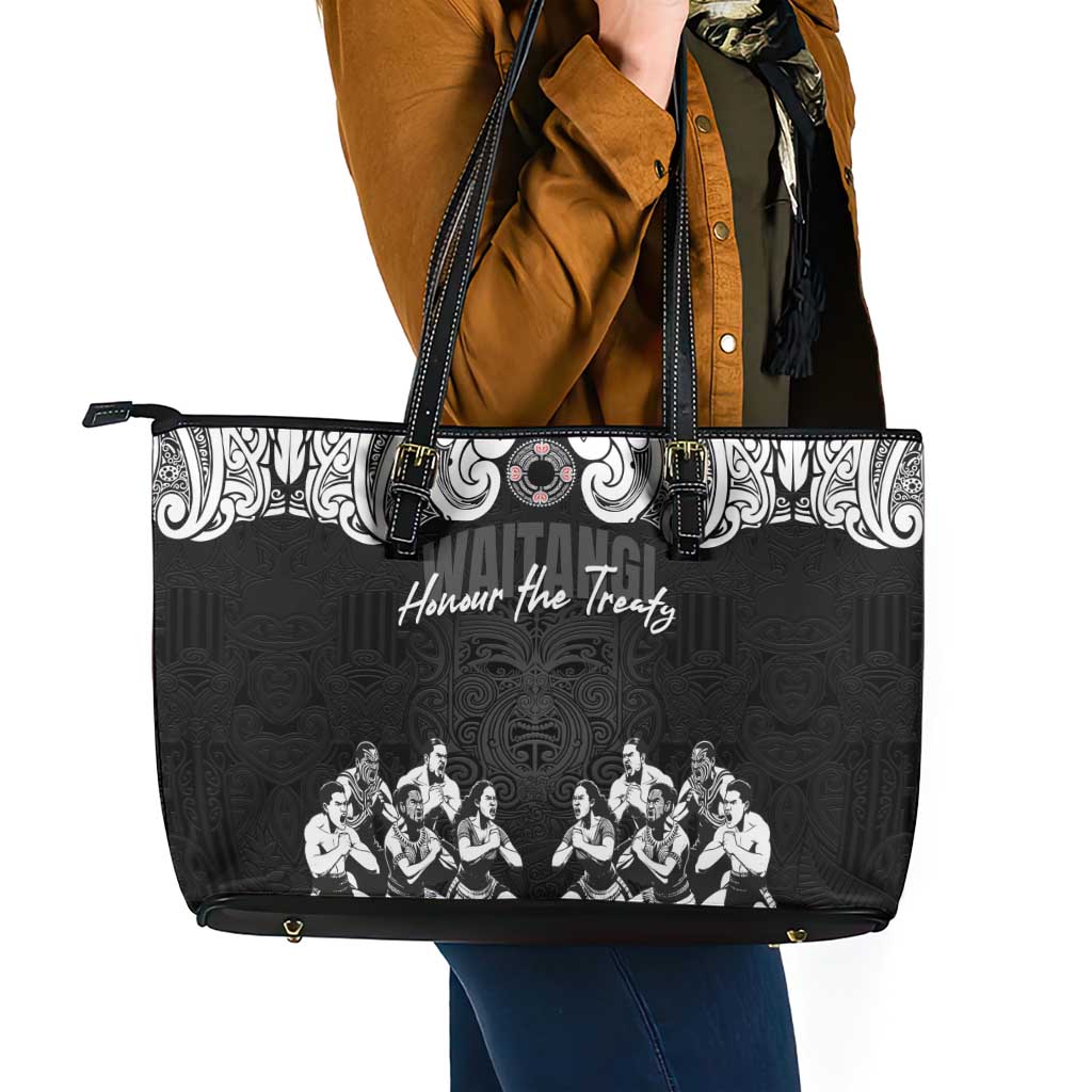 Aotearoa Waitangi Day - Toitu Te Tiriti Leather Tote Bag New Zealand Honour the Treaty LT03 - Polynesian Pride
