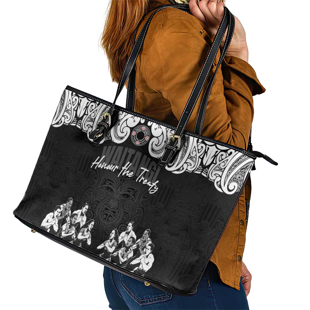 Aotearoa Waitangi Day - Toitu Te Tiriti Leather Tote Bag New Zealand Honour the Treaty LT03 - Polynesian Pride