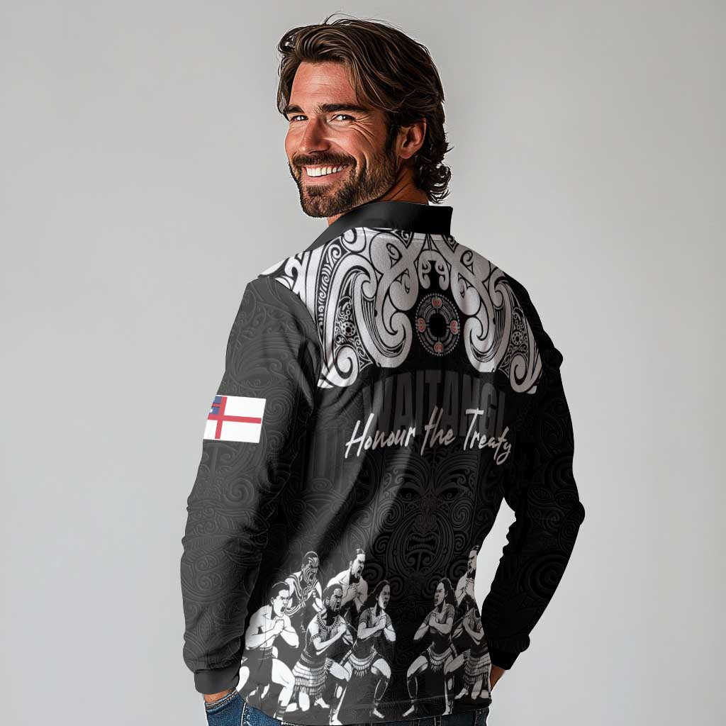 Aotearoa Waitangi Day - Toitu Te Tiriti Long Sleeve Polo Shirt New Zealand Honour the Treaty LT03 - Polynesian Pride
