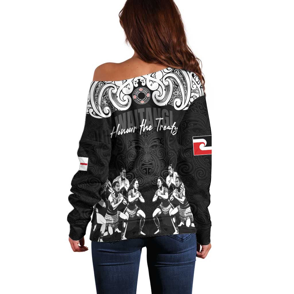 Aotearoa Waitangi Day - Toitu Te Tiriti Off Shoulder Sweater New Zealand Honour the Treaty LT03 - Polynesian Pride