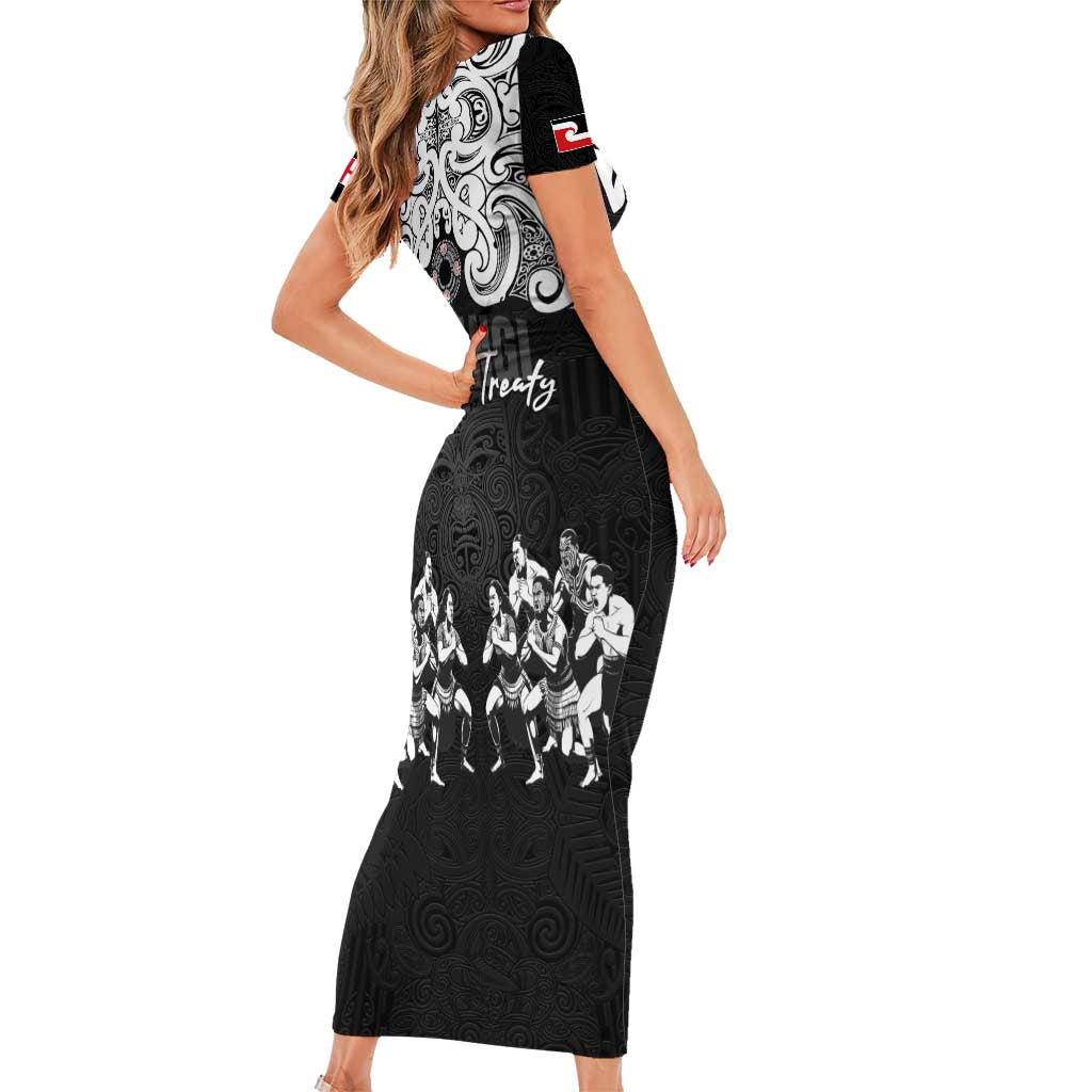 Aotearoa Waitangi Day - Toitu Te Tiriti Short Sleeve Bodycon Dress New Zealand Honour the Treaty LT03 - Polynesian Pride