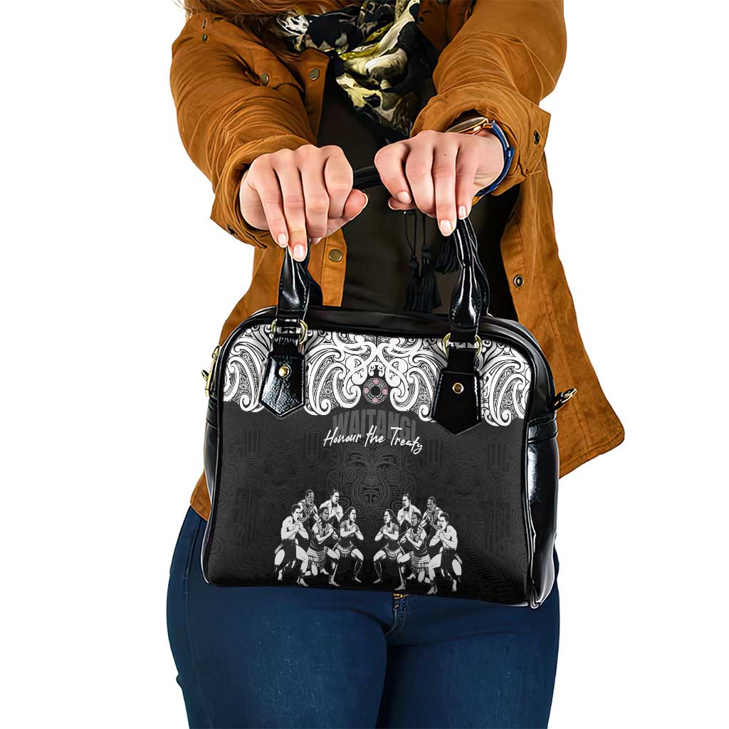Aotearoa Waitangi Day - Toitu Te Tiriti Shoulder Handbag New Zealand Honour the Treaty LT03 One Size Black - Polynesian Pride