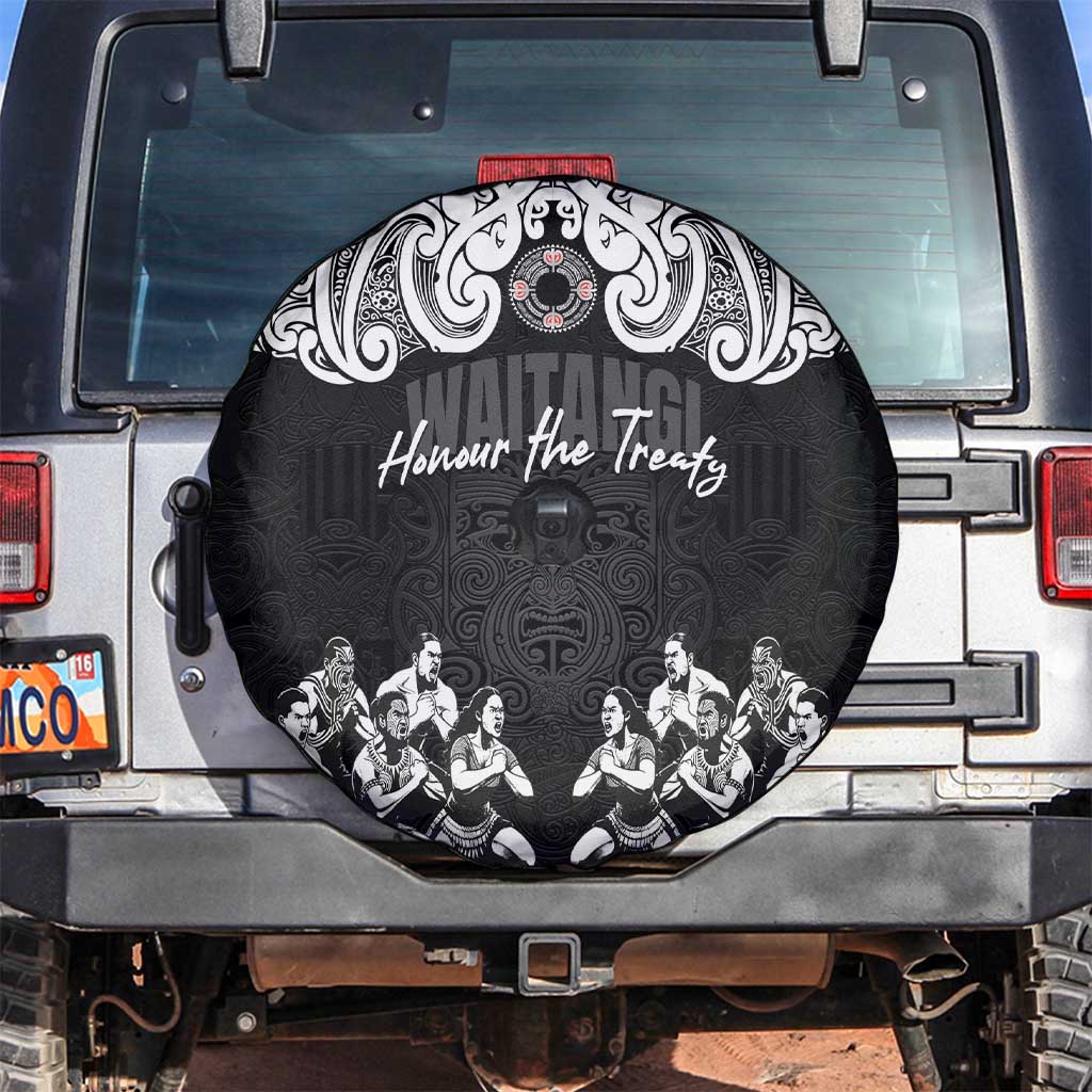 Aotearoa Waitangi Day - Toitu Te Tiriti Spare Tire Cover New Zealand Honour the Treaty LT03 Black - Polynesian Pride