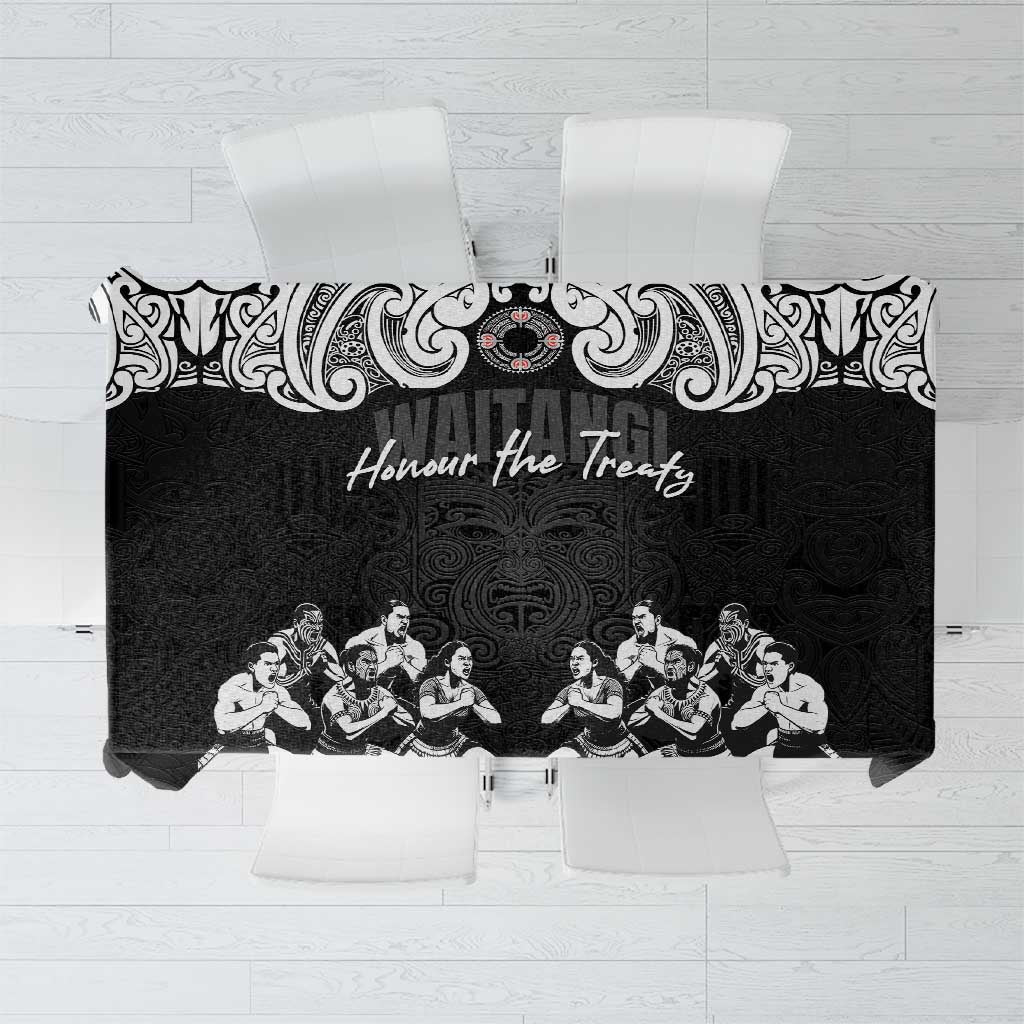 Aotearoa Waitangi Day - Toitu Te Tiriti Tablecloth New Zealand Honour the Treaty LT03 Black - Polynesian Pride