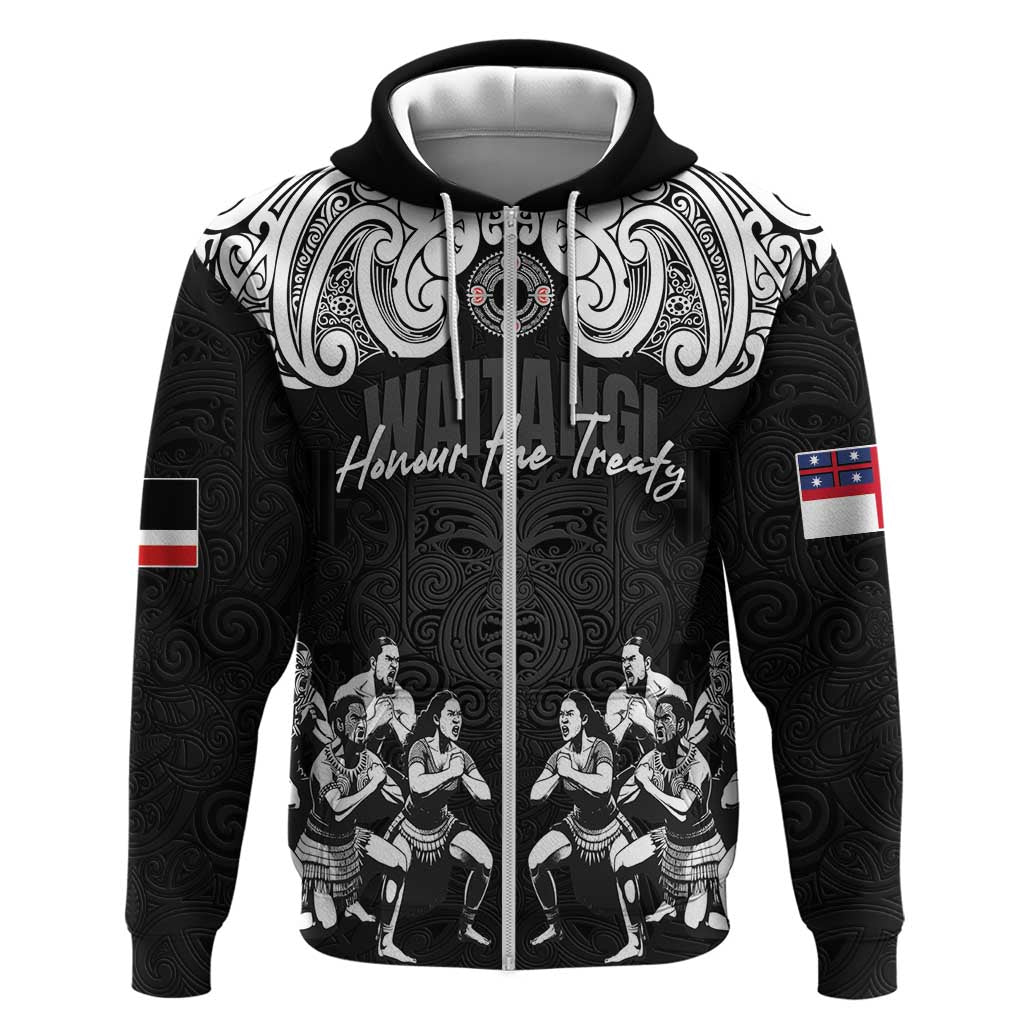 Aotearoa Waitangi Day - Toitu Te Tiriti Zip Hoodie New Zealand Honour the Treaty LT03 Zip Hoodie Black - Polynesian Pride
