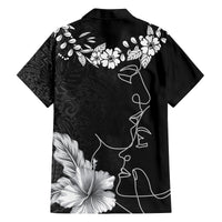 Hawaii Valentine Day Family Matching Off Shoulder Short Dress and Hawaiian Shirt Polynesian Line Art Love Couple Hibiscus Tribal Pattern LT03 - Polynesian Pride
