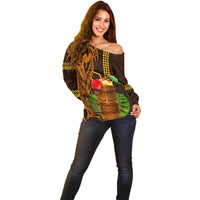 Hawaii Tiki Mask Cocktail Off Shoulder Sweater Kakau Tattoo LT03 - Polynesian Pride