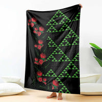 Hawaiian Green Kakau Art Tattoo-Ohia Lehua and Taro Leaves Blanket LT03 - Polynesian Pride