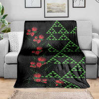 Hawaiian Green Kakau Art Tattoo-Ohia Lehua and Taro Leaves Blanket LT03 - Polynesian Pride