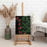 Hawaiian Green Kakau Art Tattoo-Ohia Lehua and Taro Leaves Canvas Wall Art LT03 - Polynesian Pride