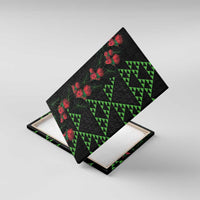 Hawaiian Green Kakau Art Tattoo-Ohia Lehua and Taro Leaves Canvas Wall Art LT03 With Frame Black-Green - Polynesian Pride