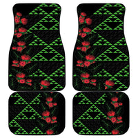 Hawaiian Green Kakau Art Tattoo-Ohia Lehua and Taro Leaves Car Mats LT03 - Polynesian Pride