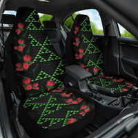 Hawaiian Green Kakau Art Tattoo-Ohia Lehua and Taro Leaves Car Seat Cover LT03 One Size Black-Green - Polynesian Pride