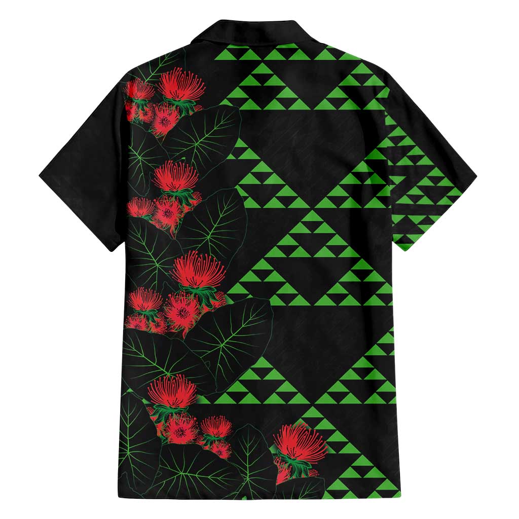 Hawaiian Green Kakau Art Tattoo-Ohia Lehua and Taro Leaves Family Matching Puletasi and Hawaiian Shirt LT03 - Polynesian Pride