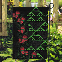 Hawaiian Green Kakau Art Tattoo-Ohia Lehua and Taro Leaves Garden Flag LT03 Garden Flag Black-Green - Polynesian Pride