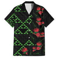 Hawaiian Green Kakau Art Tattoo-Ohia Lehua and Taro Leaves Hawaiian Shirt LT03 Black-Green - Polynesian Pride