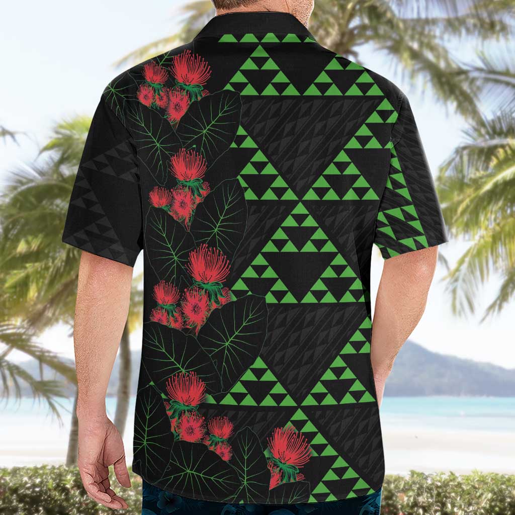 Hawaiian Green Kakau Art Tattoo-Ohia Lehua and Taro Leaves Hawaiian Shirt LT03 - Polynesian Pride