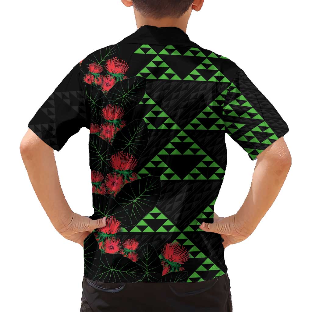 Hawaiian Green Kakau Art Tattoo-Ohia Lehua and Taro Leaves Hawaiian Shirt LT03 - Polynesian Pride