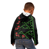 Hawaiian Green Kakau Art Tattoo-Ohia Lehua and Taro Leaves Kid Hoodie LT03 - Polynesian Pride