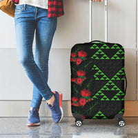 Hawaiian Green Kakau Art Tattoo-Ohia Lehua and Taro Leaves Luggage Cover LT03 - Polynesian Pride