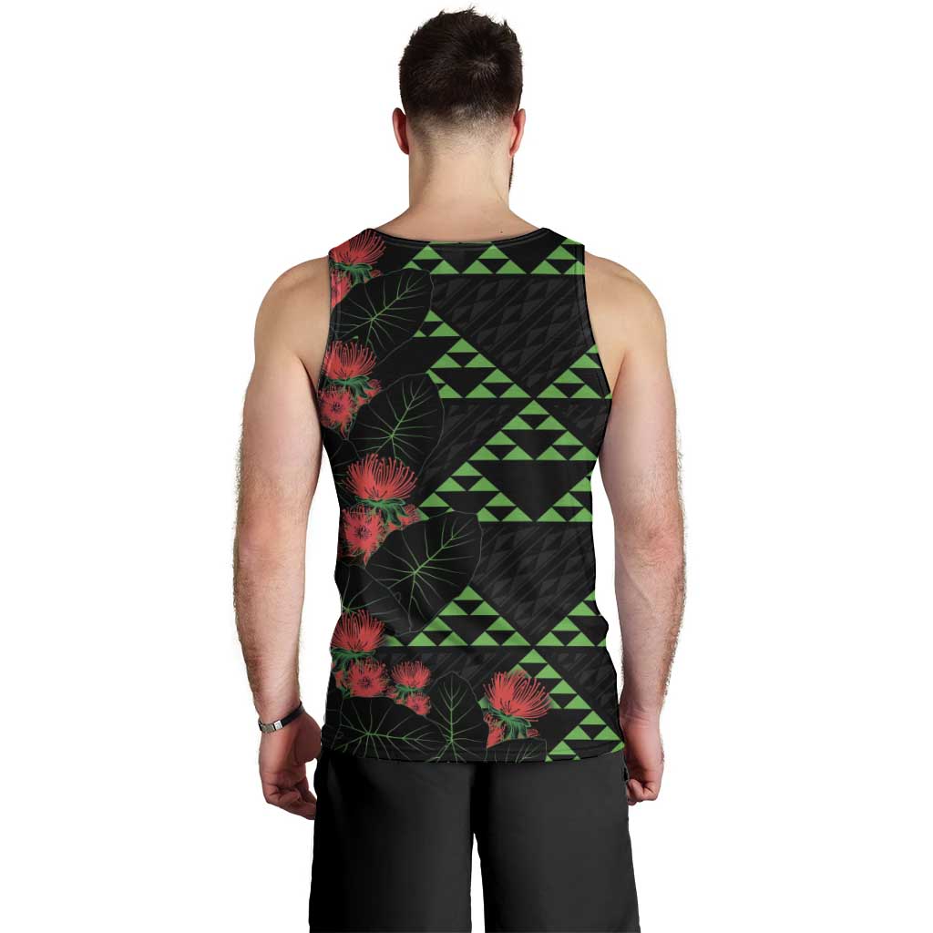 Hawaiian Green Kakau Art Tattoo-Ohia Lehua and Taro Leaves Men Tank Top LT03 - Polynesian Pride