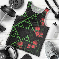 Hawaiian Green Kakau Art Tattoo-Ohia Lehua and Taro Leaves Men Tank Top LT03 - Polynesian Pride