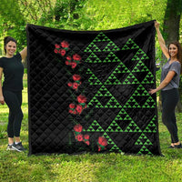 Hawaiian Green Kakau Art Tattoo-Ohia Lehua and Taro Leaves Quilt LT03 - Polynesian Pride