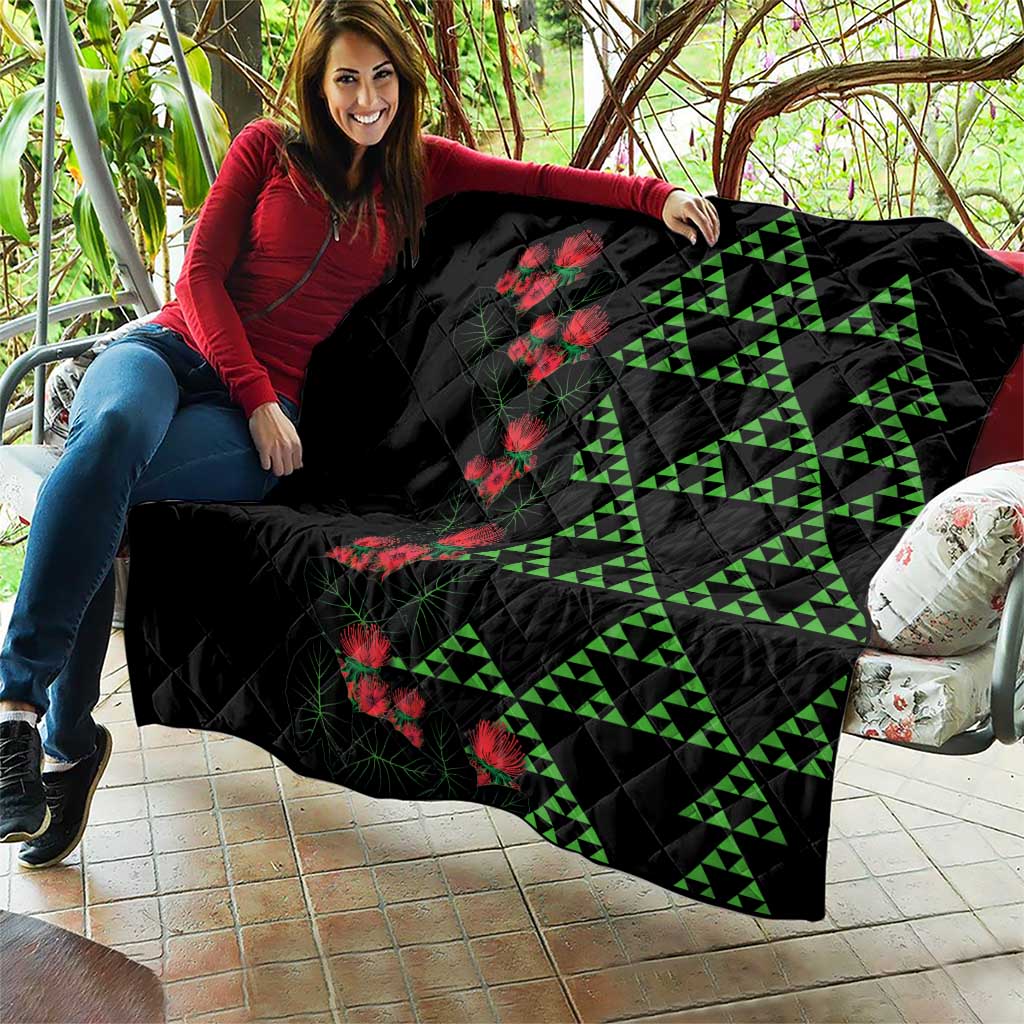 Hawaiian Green Kakau Art Tattoo-Ohia Lehua and Taro Leaves Quilt LT03 - Polynesian Pride