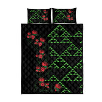 Hawaiian Green Kakau Art Tattoo-Ohia Lehua and Taro Leaves Quilt Bed Set LT03 - Polynesian Pride