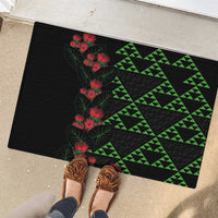 Hawaiian Green Kakau Art Tattoo-Ohia Lehua and Taro Leaves Rubber Doormat LT03 - Polynesian Pride