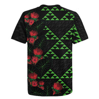 Hawaiian Green Kakau Art Tattoo-Ohia Lehua and Taro Leaves Rugby Jersey LT03 - Polynesian Pride