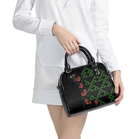Hawaiian Green Kakau Art Tattoo-Ohia Lehua and Taro Leaves Shoulder Handbag LT03 - Polynesian Pride