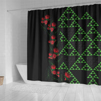 Hawaiian Green Kakau Art Tattoo-Ohia Lehua and Taro Leaves Shower Curtain LT03 - Polynesian Pride