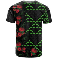 Hawaiian Green Kakau Art Tattoo-Ohia Lehua and Taro Leaves T Shirt LT03 - Polynesian Pride