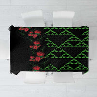 Hawaiian Green Kakau Art Tattoo-Ohia Lehua and Taro Leaves Tablecloth